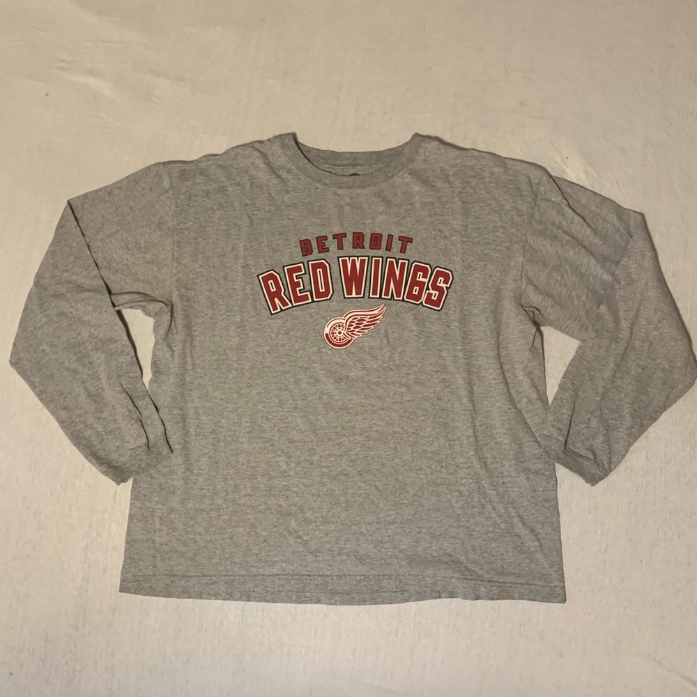 Mens XL NHL Detroit Redwings Gray Long sleeve